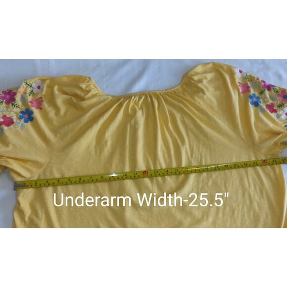 Talbots Yellow Embroidered Tunic Top Women's Plus Sz 3X Bohemian Festival Boho - Picture 11 of 14